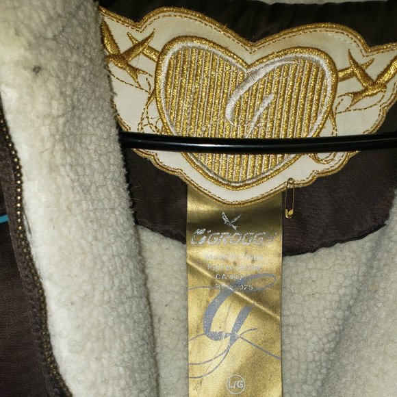 Groggy Brown and Turquoise Bomber style Coat - Picture 6 of 8